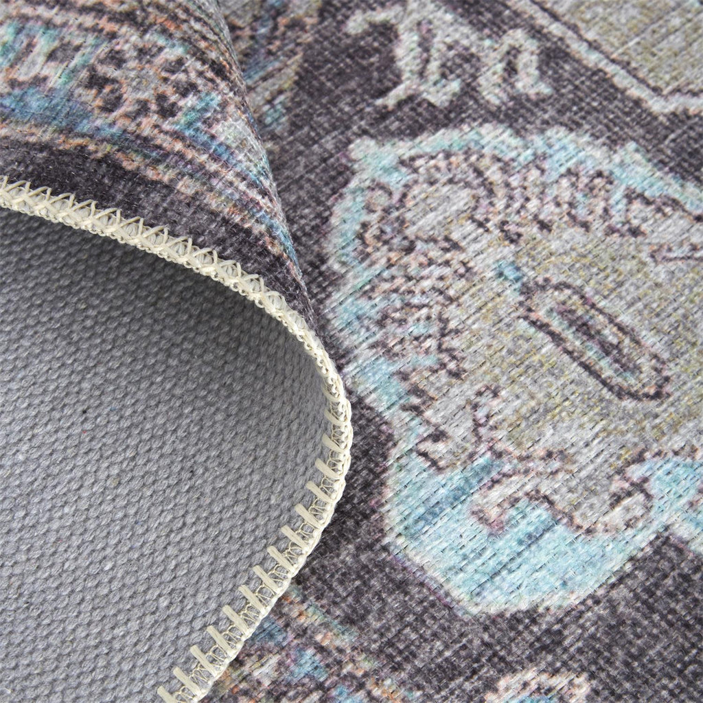 Percy Transitional Medallion Gray Taupe Blue Area Rug (7'10" x 9'10")