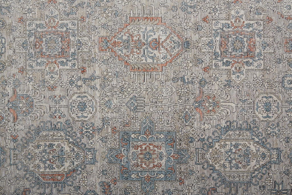 Marquette Transitional Oriental Taupe Silver Blue Area Rug (2'8" x 8')