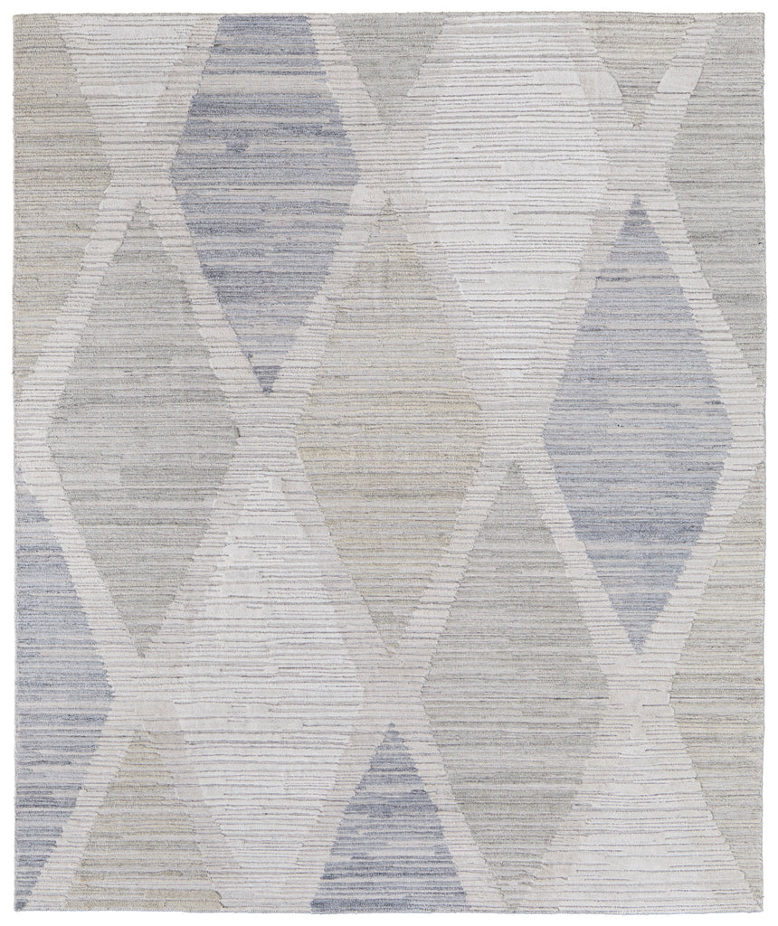 Elias Modern Diamond Ivory Blue Brown Area Rug (8' x 10')