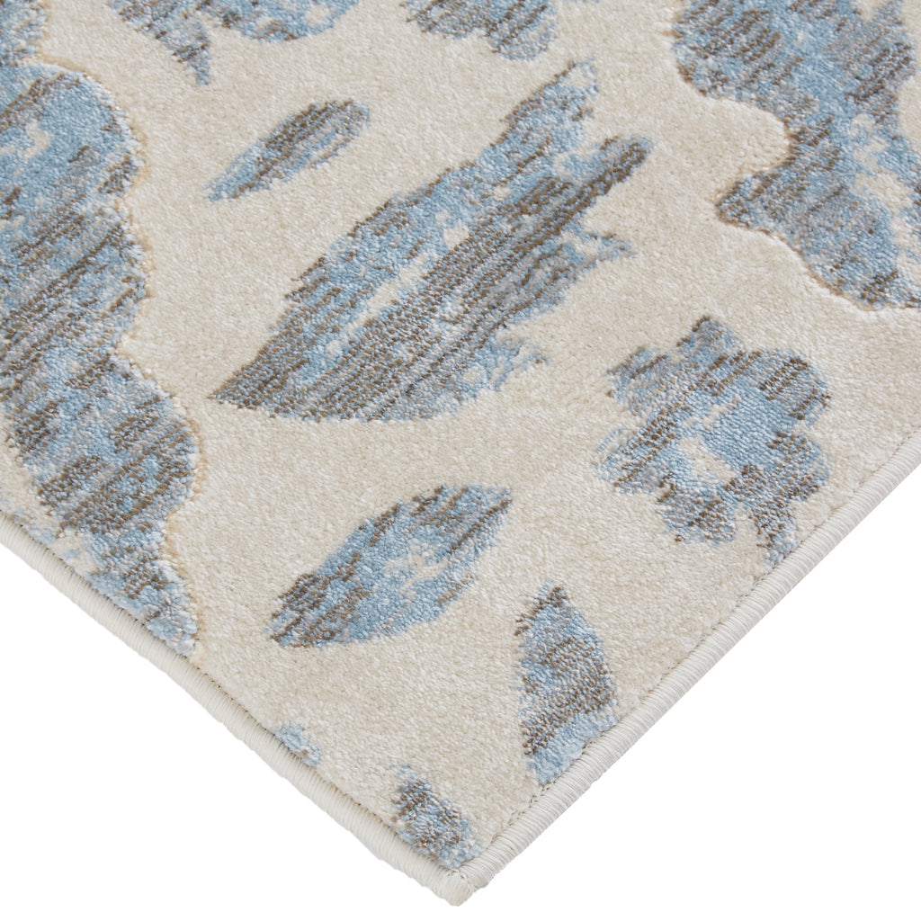 Milton Modern Floral Botanical Blue Ivory Tan Area Rug (2'2" x 4')