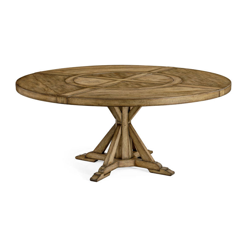 Casually Country Round 72" Solid Wood Dining Table in Medium Driftwood