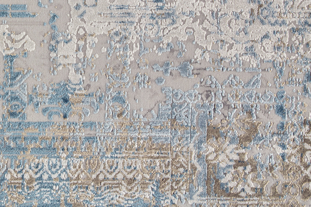 Cadiz Modern Abstract Blue Gray Gold Area Rug (12' x 18')