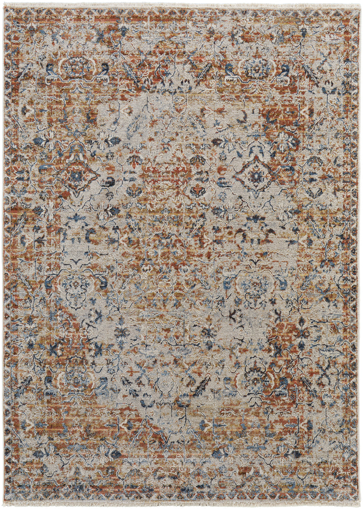 Kaia Transitional Medallion Tan Ivory Orange Area Rug (3' x 5')