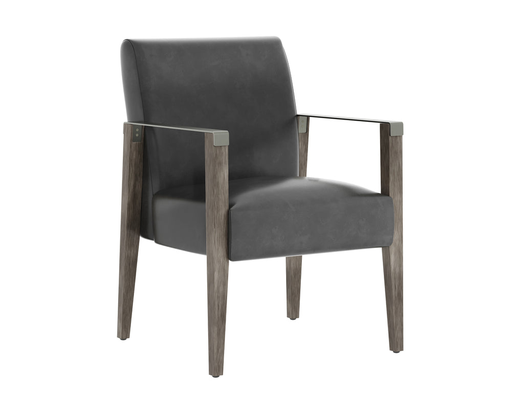 Earl Dining Armchair - Ash Grey - Brentwood Charcoal Leather