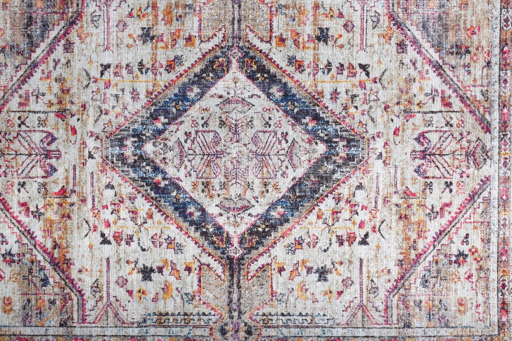 Percy Transitional Medallion Ivory Red Pink Area Rug (7'10" x 9'10")