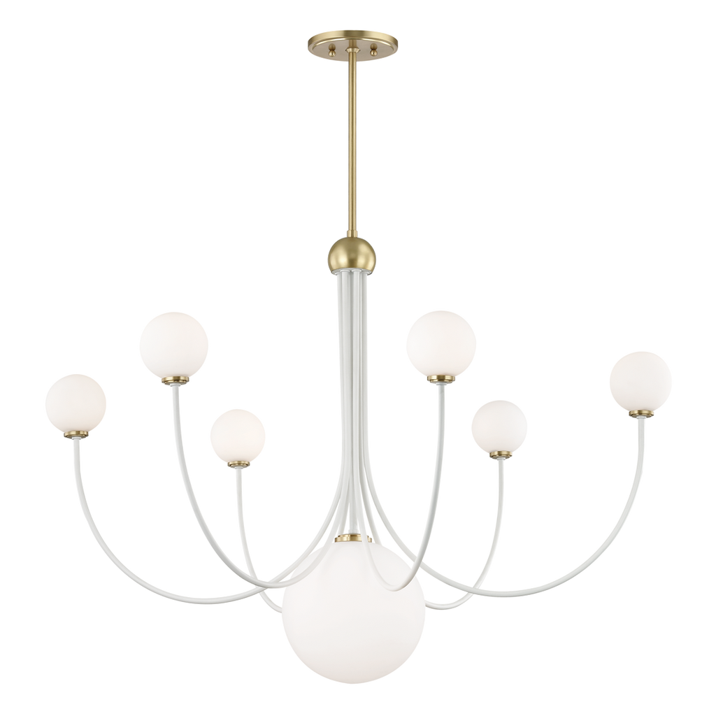 Coco Chandelier 29" - Aged Brass/White