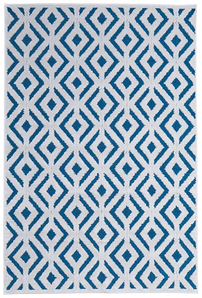 Saphir Mira Modern Solid Blue Green White Area Rug (9'8" x 12'7")