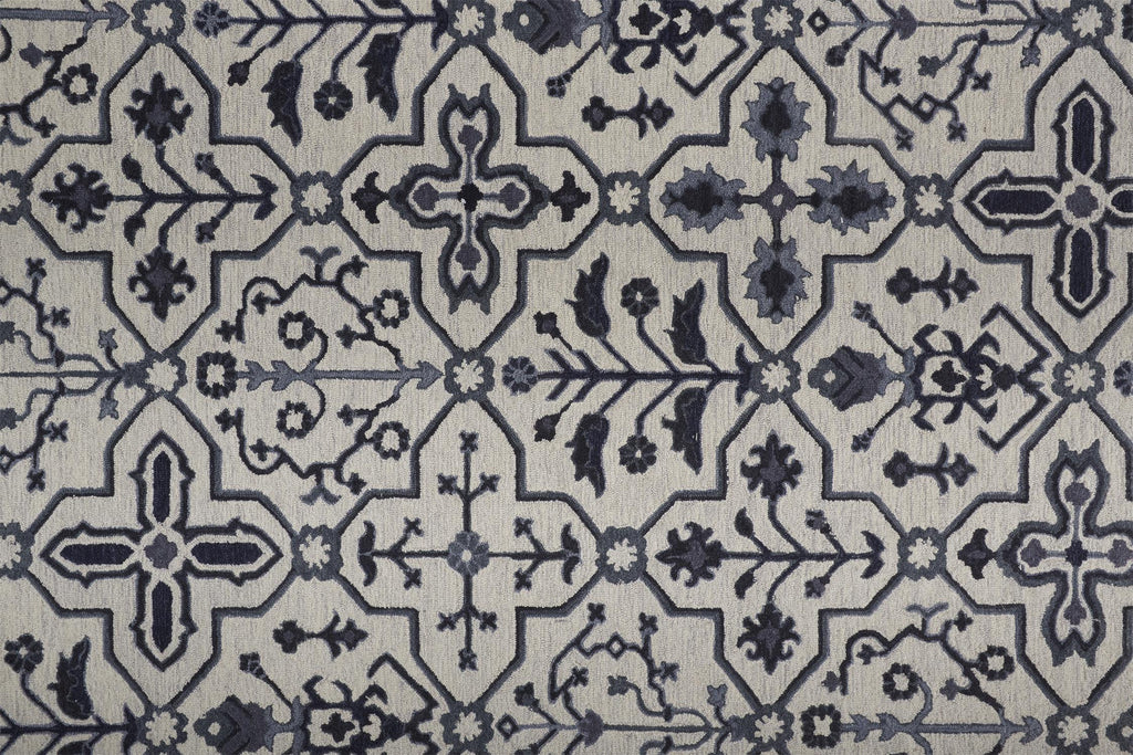 Fallon Traditional Oriental Gray Blue Ivory Area Rug (9' x 12')