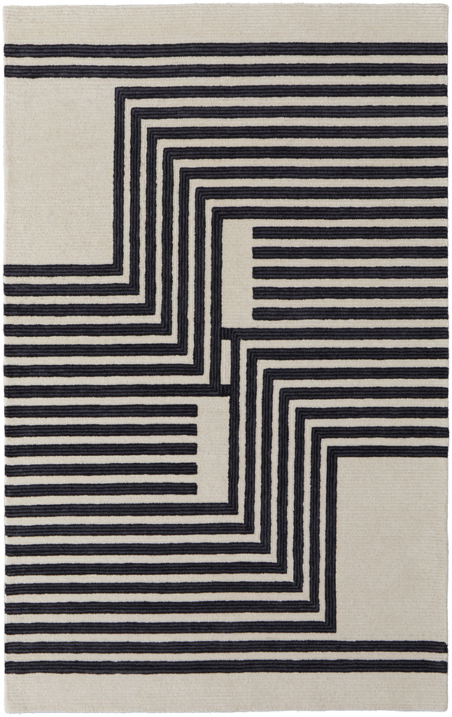 Maguire Transitional Abstract Gray Ivory Black Area Rug (8' x 10')