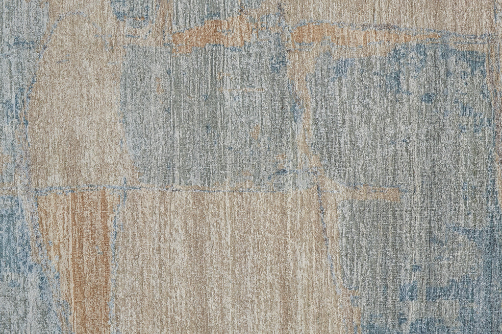 Salina Transitional Abstract Blue Green Tan Area Rug (9'6" x 13'6")