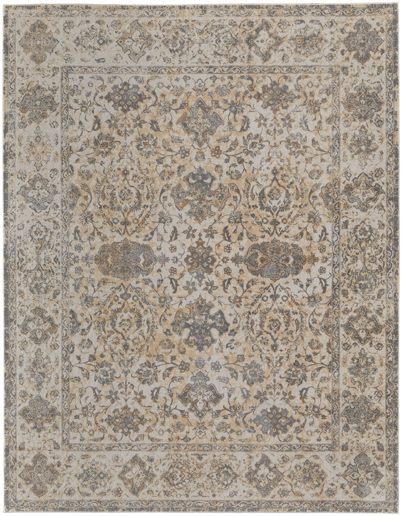 Celene Traditional Bordered Ivory Tan Gray Area Rug (7'9" x 10')