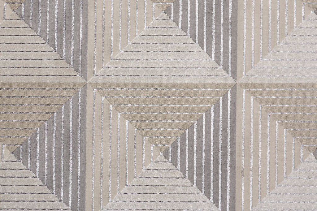 Micah Modern Geometric Ivory Gray Ivory Area Rug (5' x 8')