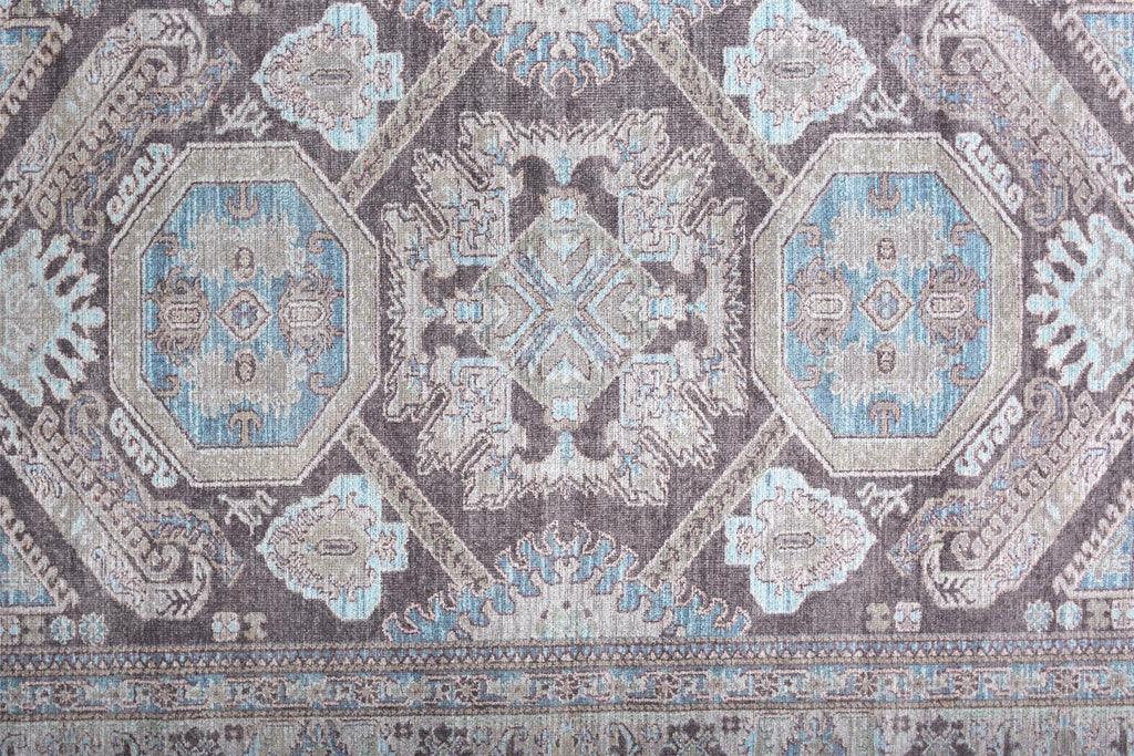 Percy Transitional Medallion Gray Taupe Blue Area Rug (7'10" x 9'10")