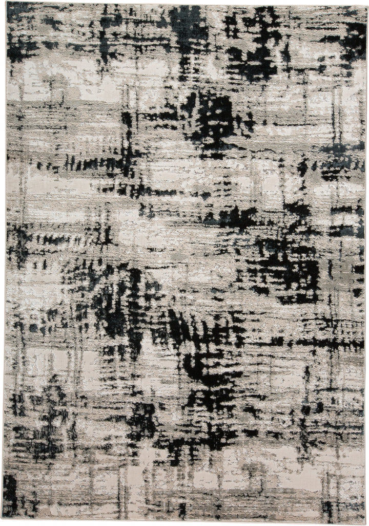 Micah Modern Abstract Black White Gray Area Rug (8' x 10')