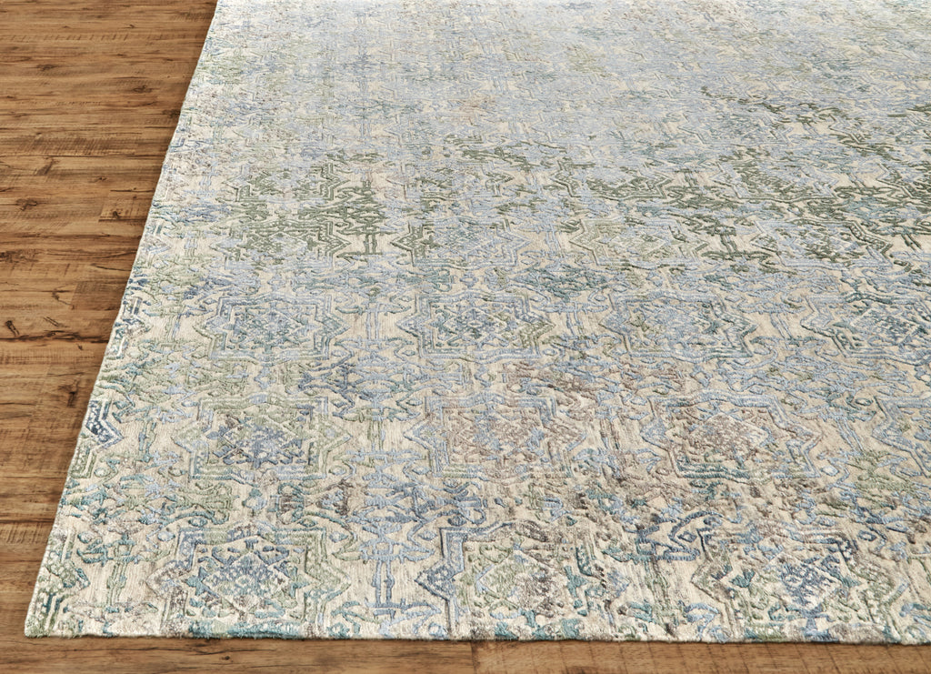 Hayden Modern Distressed Tan Green Gray Area Rug (11'6" x 15')