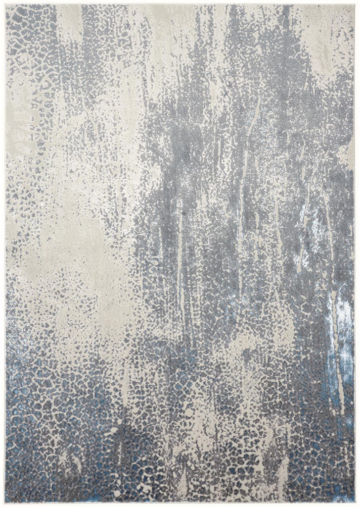 Azure Modern Watercolor Gray Blue Ivory Area Rug (10' x 13'2")