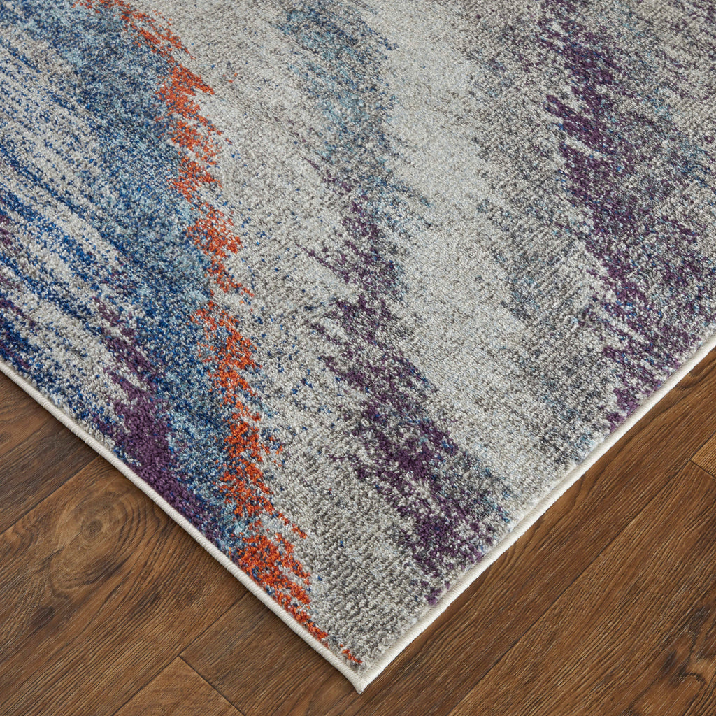 Edgemont Modern Abstract Blue Gray Orange Area Rug (2'8" x 10')