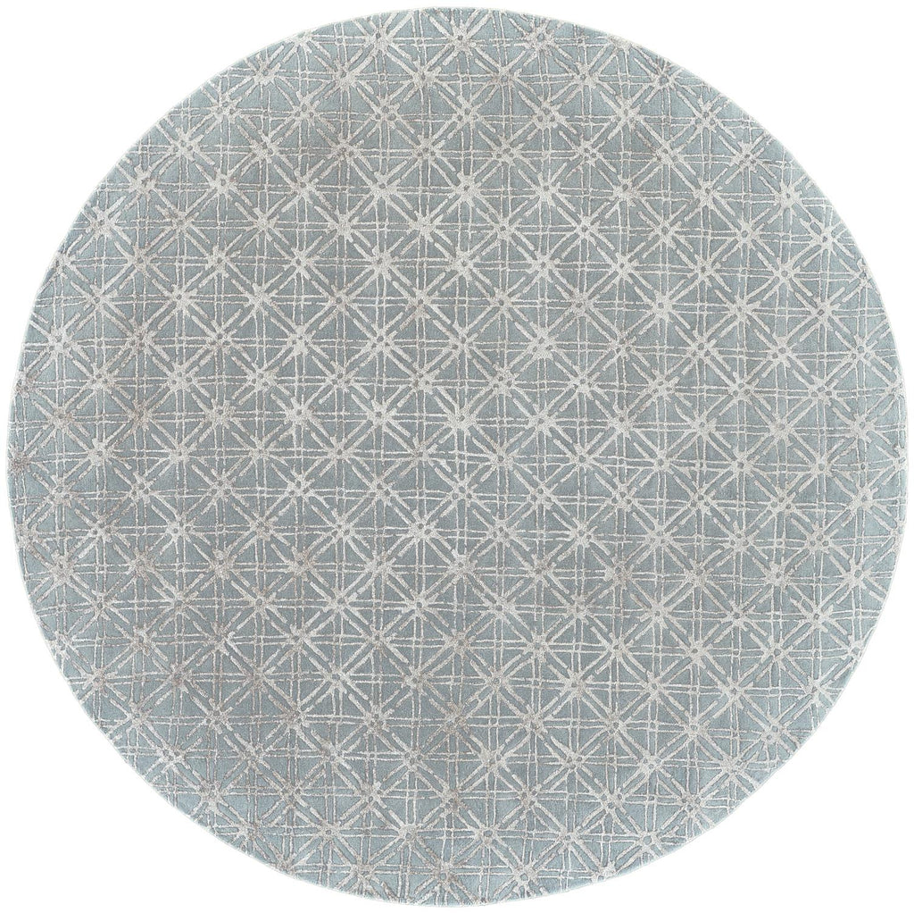 Manoa Transitional Geometric Blue Silver Gray Area Rug (10' x 10')