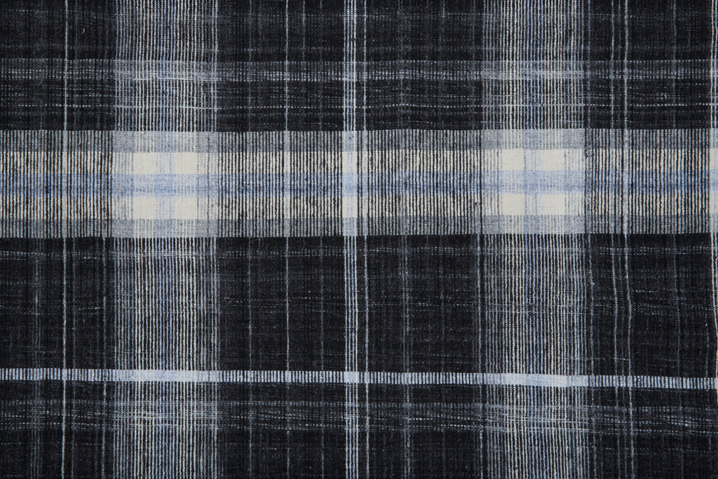 Jemma Transitional Plaid Black White Blue Area Rug (4' x 6')