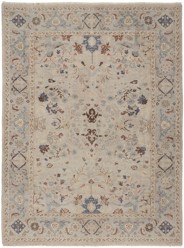 Marabel Traditional Oriental Gray Tan Blue Area Rug (9'6" x 13'6")