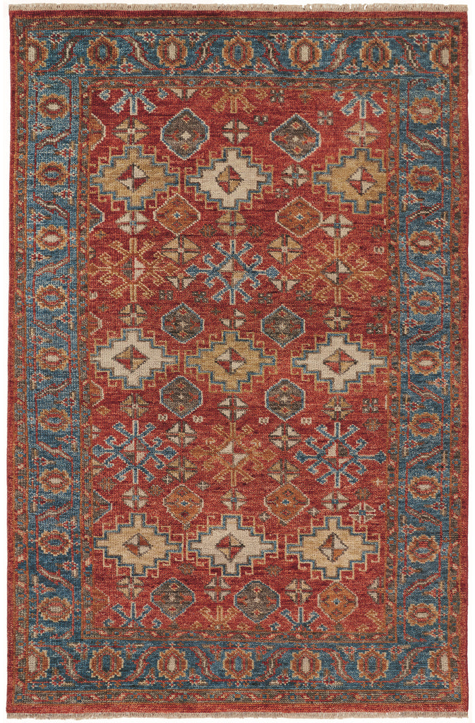 Carrington Traditional Oriental Red Blue Orange Area Rug (8'6" x 11'6")