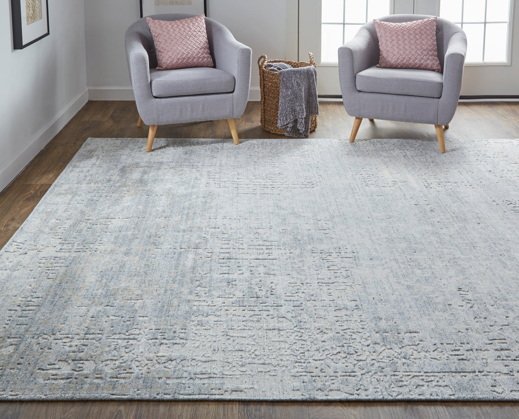 Langford Transitional Distressed Gray Taupe Ivory Area Rug (5' x 8')