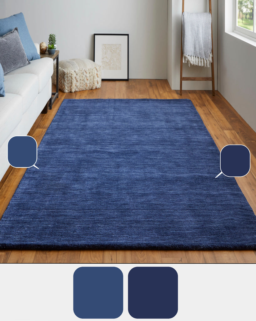 Luna Modern Solid Blue Area Rug (2'6" x 8')