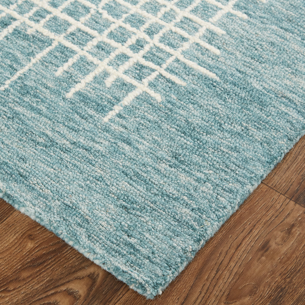 Maddox Transitional Abstract Blue Green Ivory Area Rug (10' x 14')