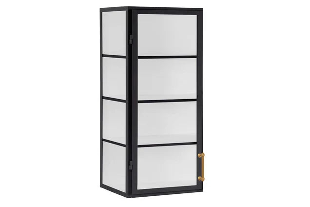 Black Wall Hanging Glass Display Cabinet, Right Side Hinge, 24"