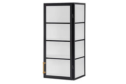 Black Wall Hanging Glass Display Cabinet, Right Side Hinge, 24"