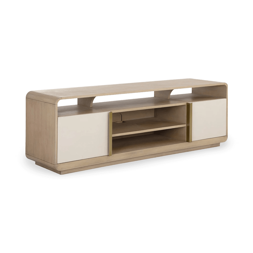 Kayden Media Console And Cabinet - Oyster Shagreen