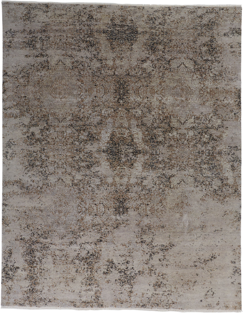 Hannah Modern Distressed Brown Tan Gray Area Rug (9'6" x 13'6")