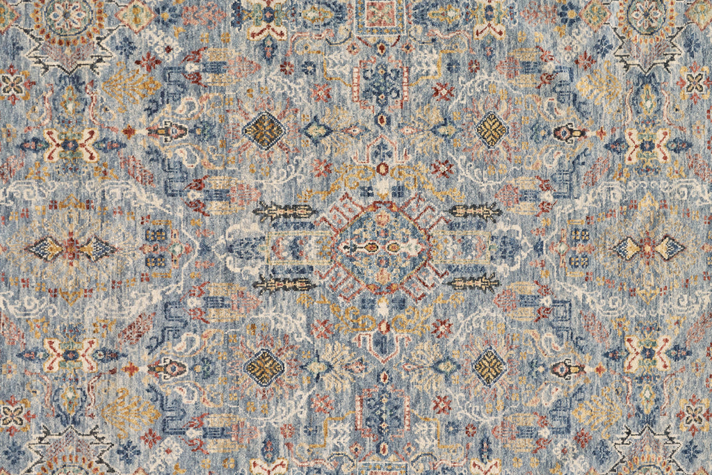 Atarah Transitional Damask Blue Red Yellow Area Rug (11'6" x 15')