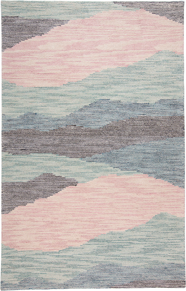 Brinker Transitional Abstract Pink Green Blue Area Rug (3'6" x 5'6")