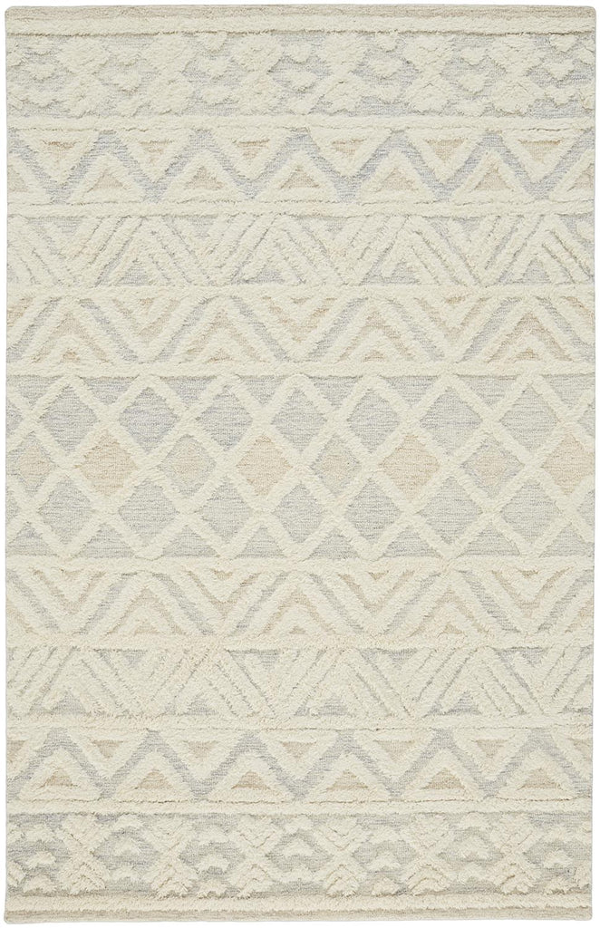 Anica Traditional Geometric Ivory Blue Tan Area Rug (4' x 6')