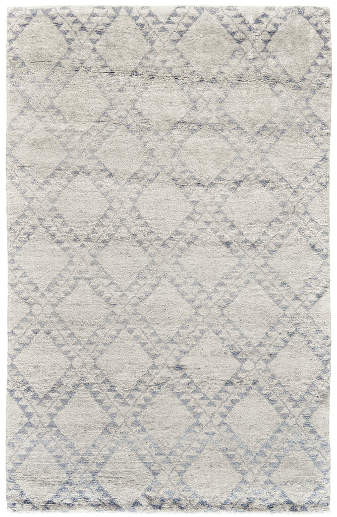 Abytha Transitional Diamond Gray Blue Ivory Area Rug (9'6" x 13'6")