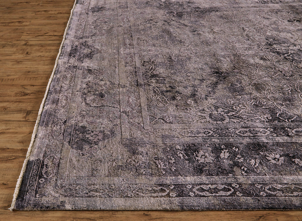 Natalia Transitional Distressed Taupe Brown Black Area Rug (8'6" x 11'6")