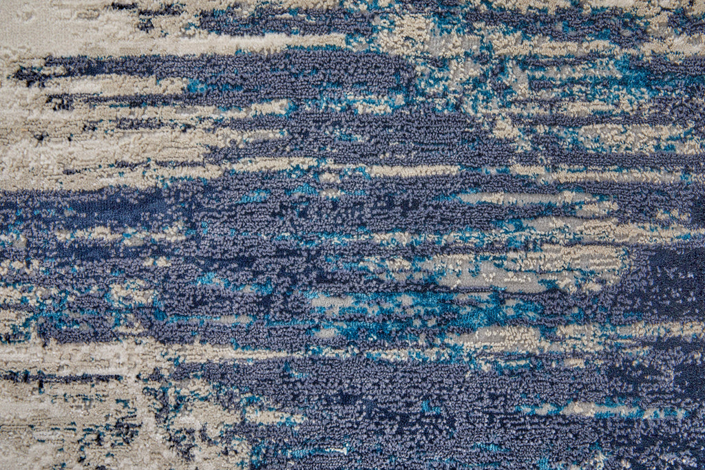 Indio Modern Abstract Tan Blue Ivory Area Rug (12' x 15')