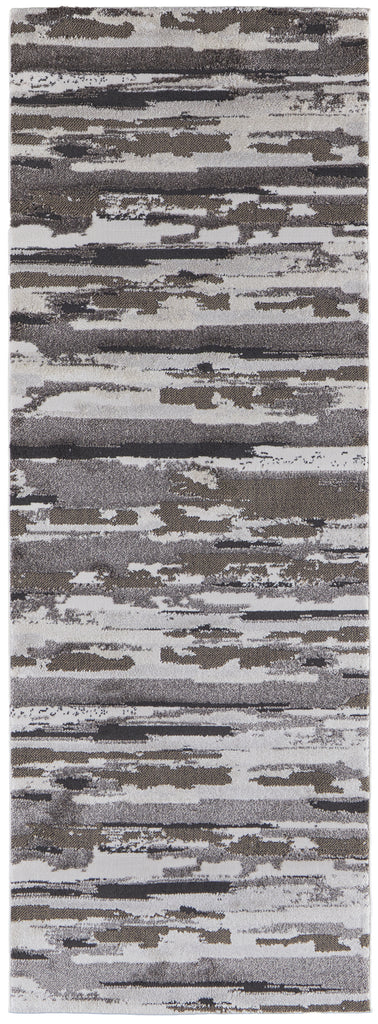 Vancouver Modern Abstract Brown Ivory Area Rug (2'10" x 7'10")