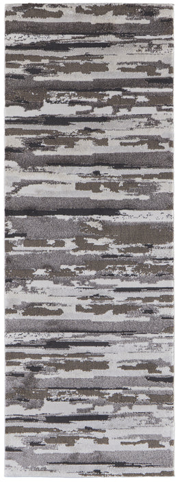 Vancouver Modern Abstract Brown Ivory Area Rug (4' x 6')