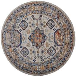 Bellini Transitional Medallion Ivory Orange Blue Area Rug (2' x 8')