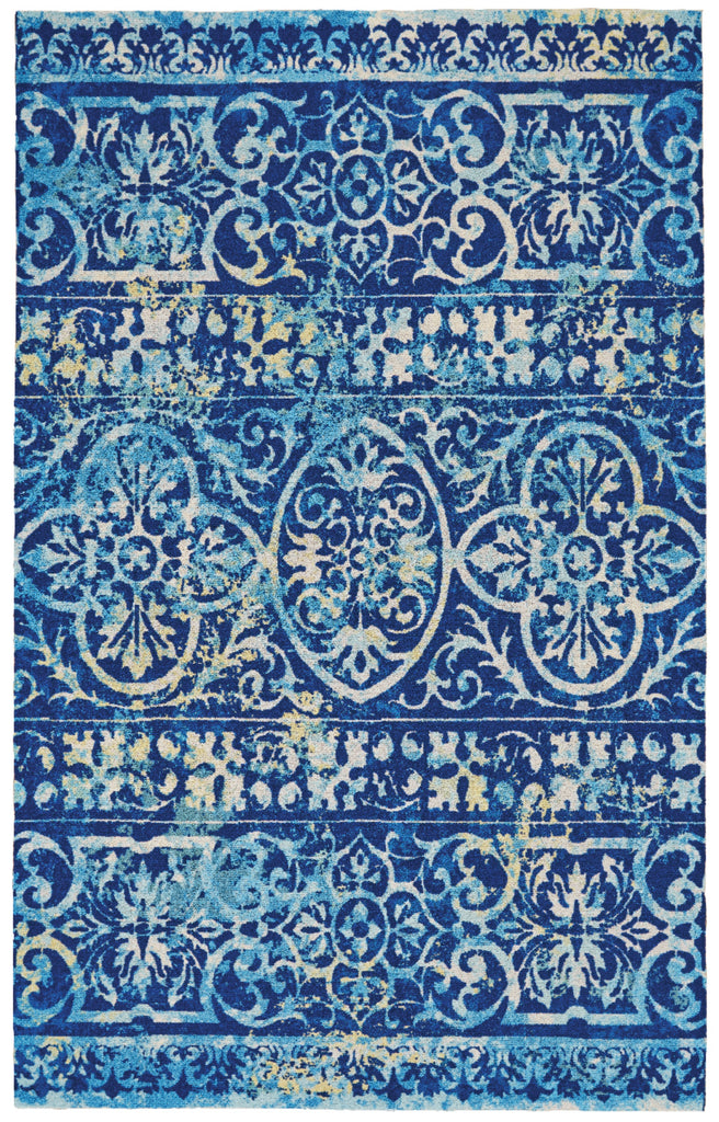 Hydra Transitional Scroll Blue Ivory Area Rug (8' x 11')