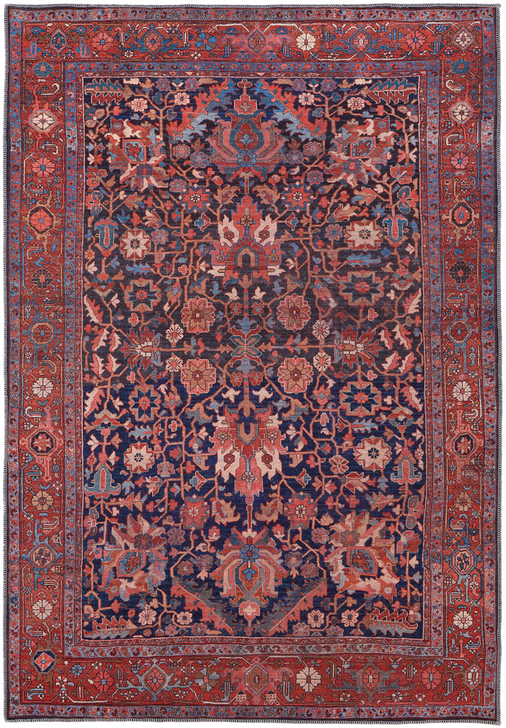 Rawlins Transitional Oriental Red Orange Blue Area Rug (7'10" x 9'10")