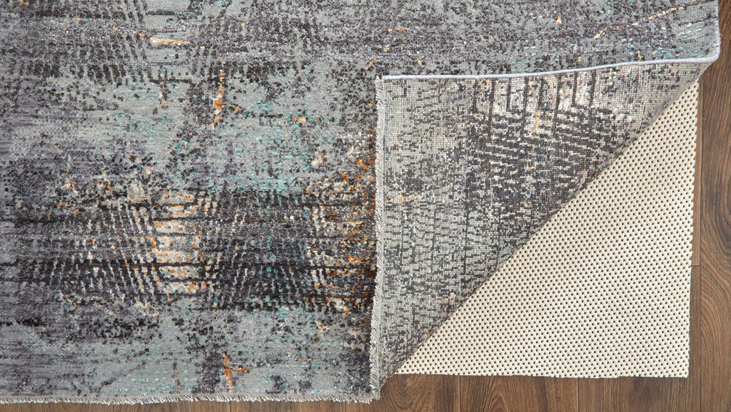 Edin Transitional Abstract Gray Green Taupe Area Rug (7'9" x 9'9")