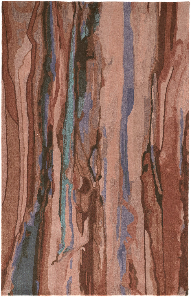 Amira Transitional Abstract Red Pink Blue Area Rug (5' x 8')