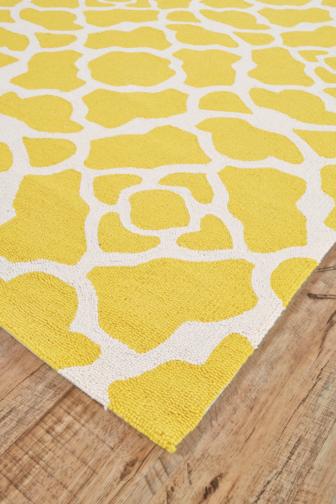 Cetara Modern Abstract Yellow White Area Rug (2' x 3')