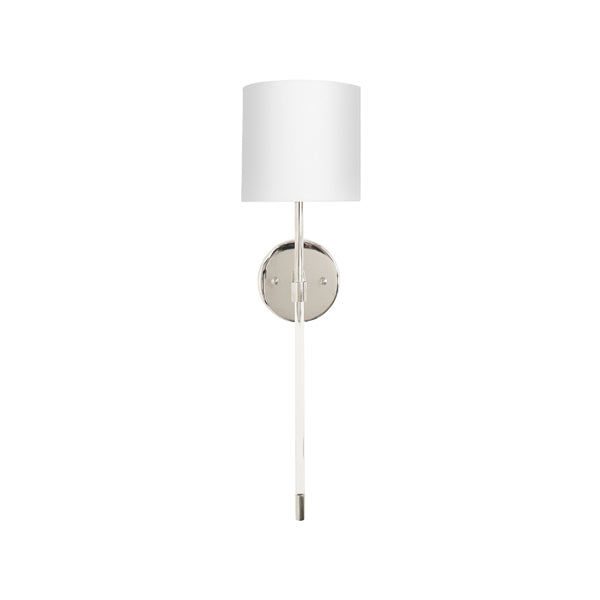 Acrylic Sconce With White Linen Shade In Nickel