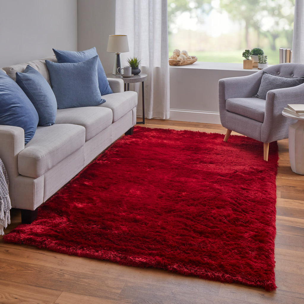 Indochine Modern Solid Red Purple Area Rug (7'6" x 9'6")