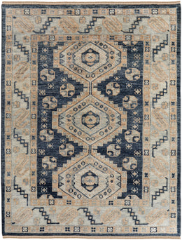 Fillmore Traditional Diamond Blue Ivory Area Rug (2'6" x 12')