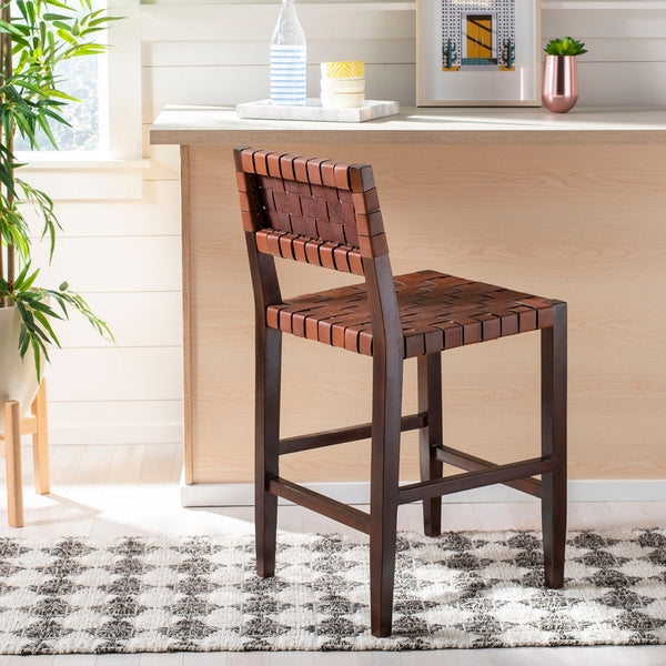 Paxton Woven Leather Counter Stool